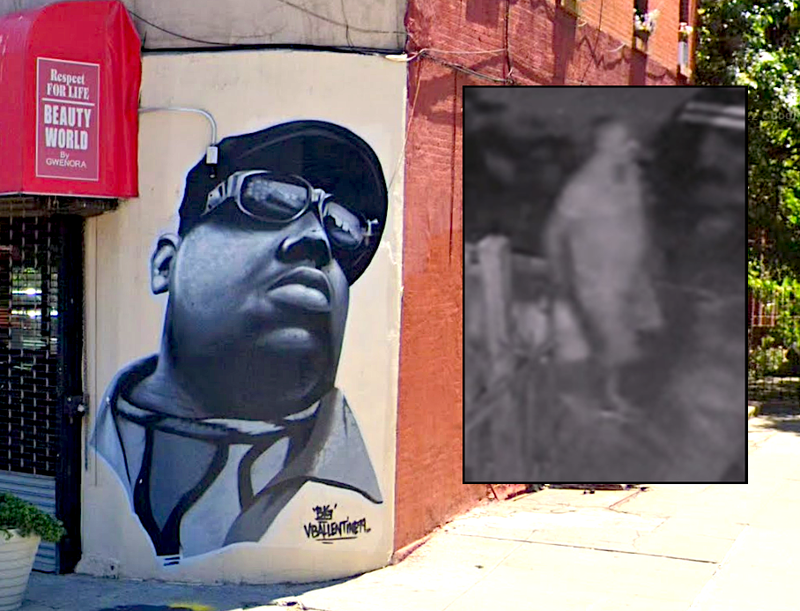 Police released video of a suspect in the defacing of a mural of the Notorious B.I.G. in Clinton Hill last month