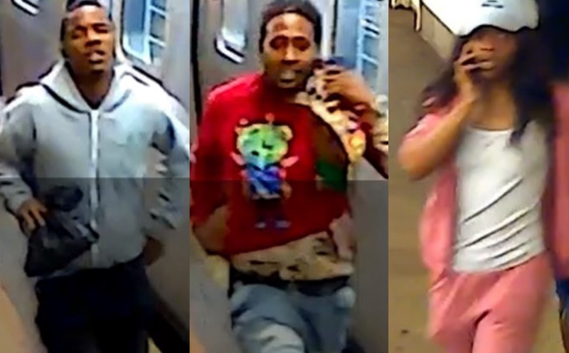 Police are looking for three suspects after a man was attacked in a Queens beauty supply store and on a train.