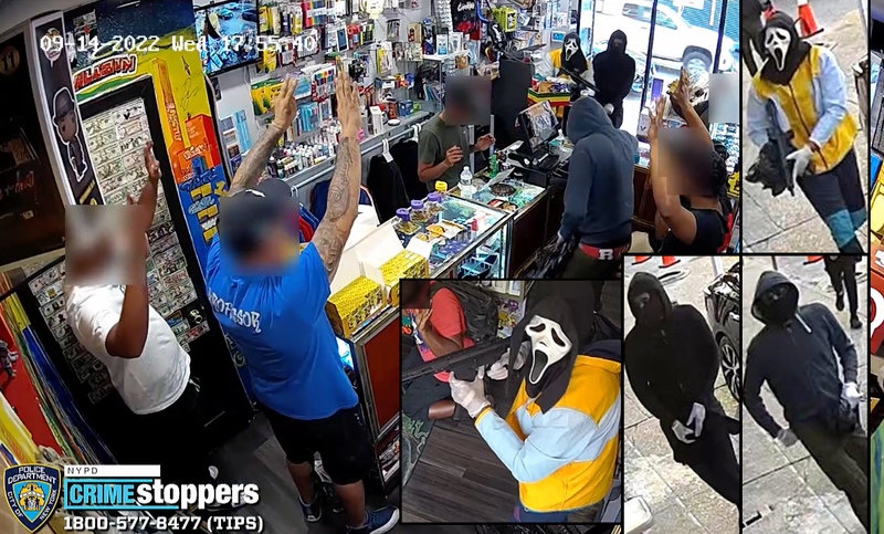 Video shows the trio storming the store on 109th Avenue in South Ozone Park on Wednesday evening