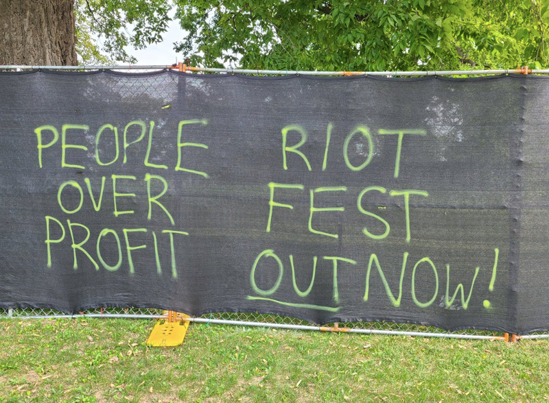 Riot Fest opposition signs