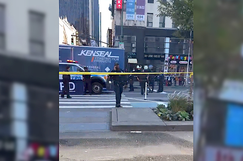 The pedestrian was struck at W. 44th Street and Eighth Avenue around 11:30 a.m