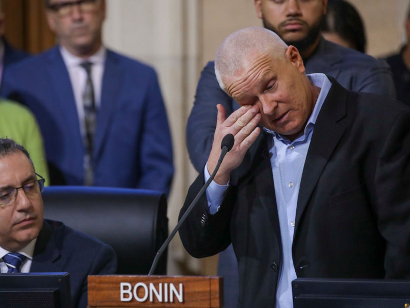 Councilman Mike Bonin addresses the general public at a city council meeting. City Hall on Tuesday, Oct. 11, 2022, in Los Angeles.