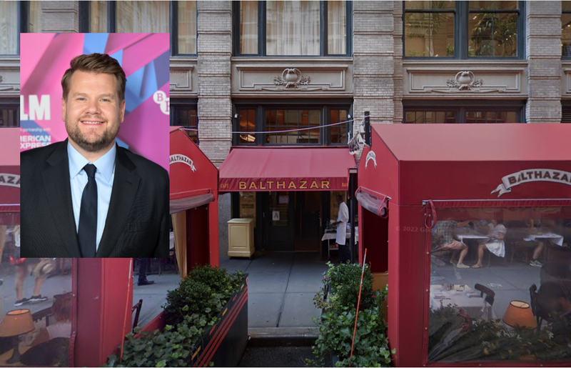 Comedian James Corden and Balthazar restaurant