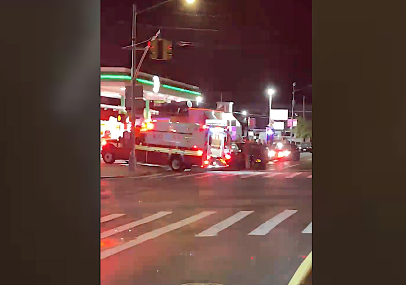 The BMW driver crashed into two unmarked NYPD vehicles at Merrick Boulevard and Baisley Boulevard in St. Albans