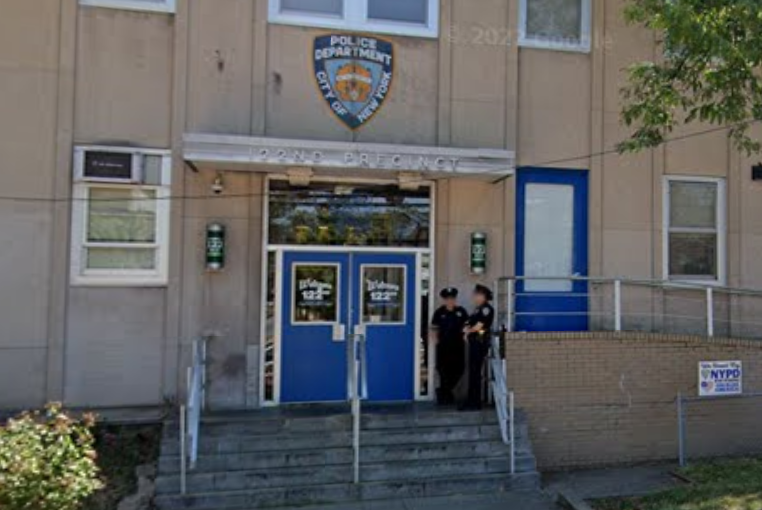 Outside the 122nd Precinct stationhouse on Hylan Boulevard