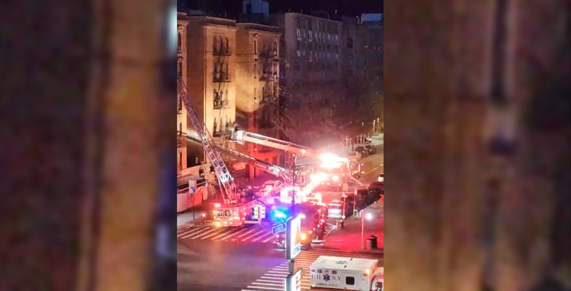 Firefighters fighting blaze at Inwood apartment building. 