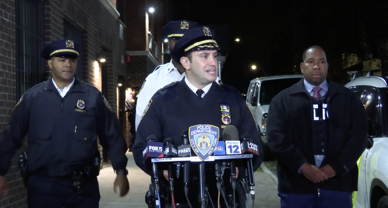 NYPD officers at a press conference discussing the grim discovery.