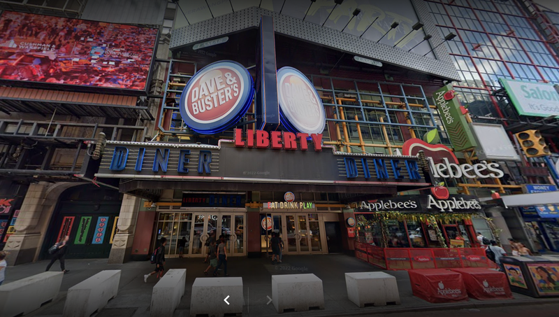 Dave and Busters in Times Square where Brian Melecio was kicked out while drunk and assaulted two people, including an NYPD officer, afterward.