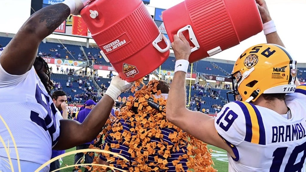 Watch: LSU celebrations include Brian Kelly Cheez-It shower in Citrus Bowl rout