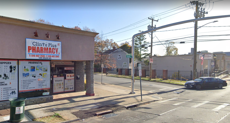 Long Island pharmacy and intersection where collision occurred.