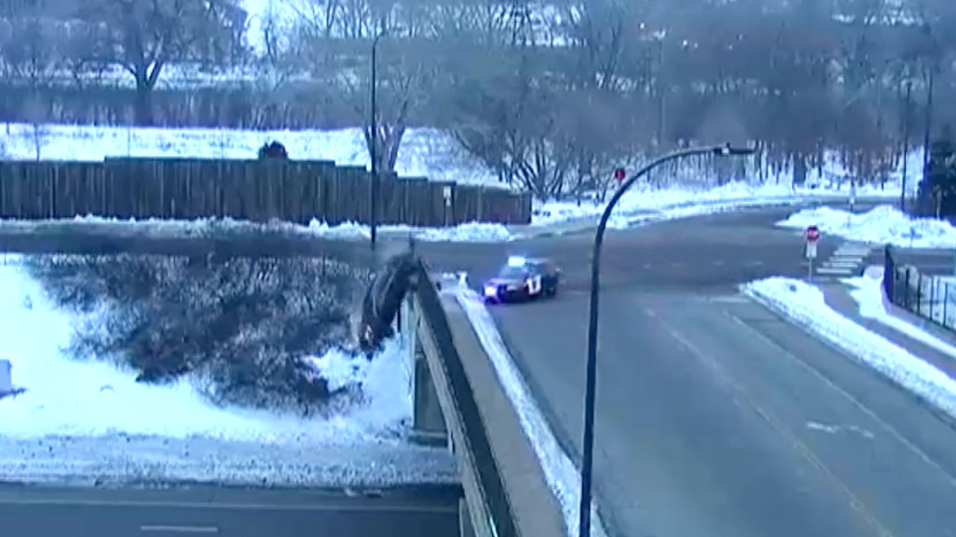 WATCH: High-speed chase ends with car going driving off of overpass