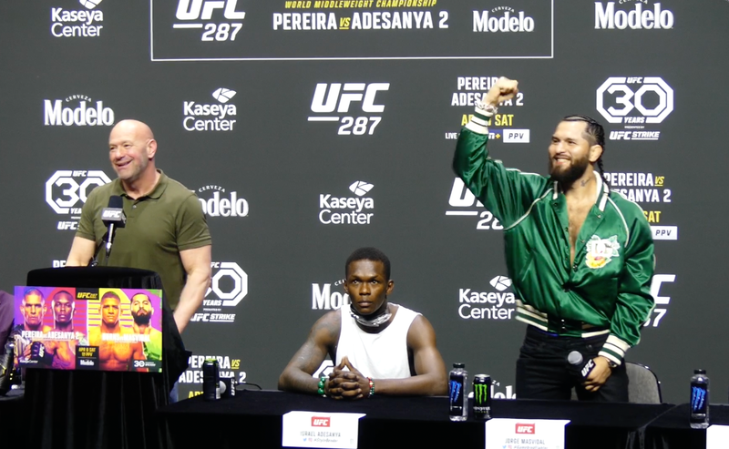 Jorge Masvidal and Dana White at UFC 287 Press Conference