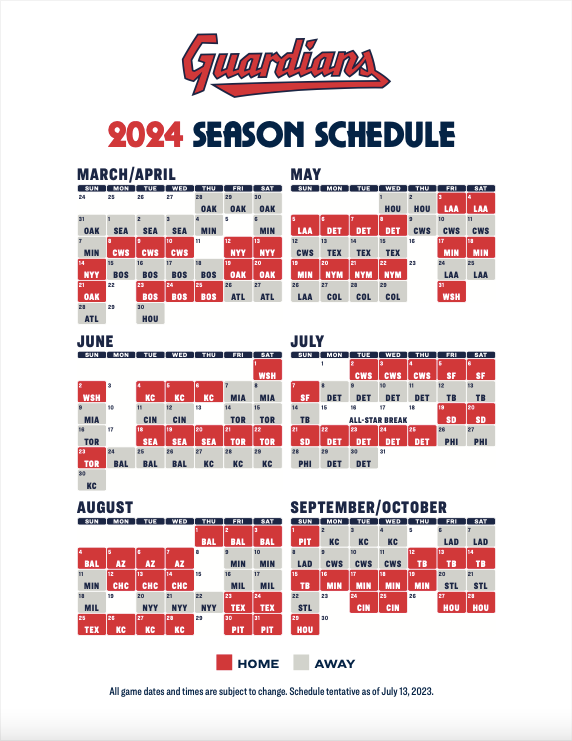 Cleveland Guardians 2024 schedule