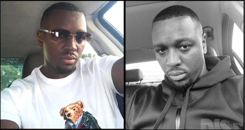 Two side-by-side selfies of man in car. In one picture, he's wearing a teddy bear shirt. In the other, he's wearing a hoodie. He is smiling in neither. 
