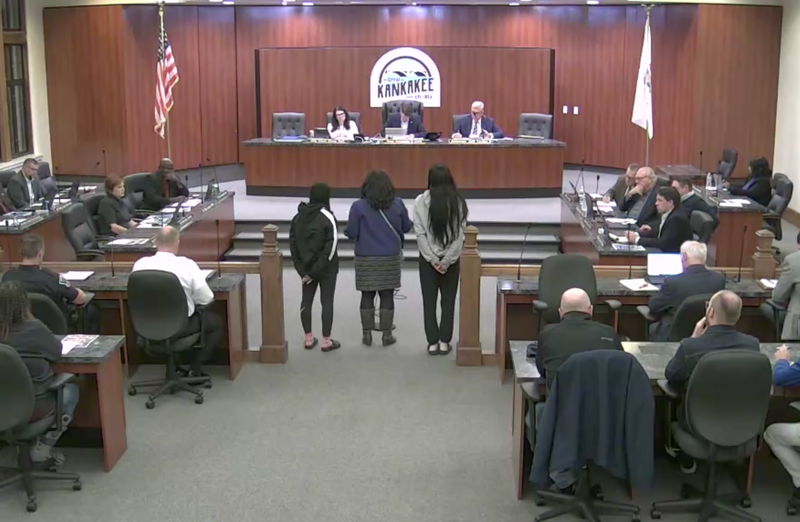 Kankakee School District No. 111 Supt. Genevra Walters address the Kankakee City Council after the arrest of a high school senior over a 2021 warrant for dirt biking on public roads and a missed court date.