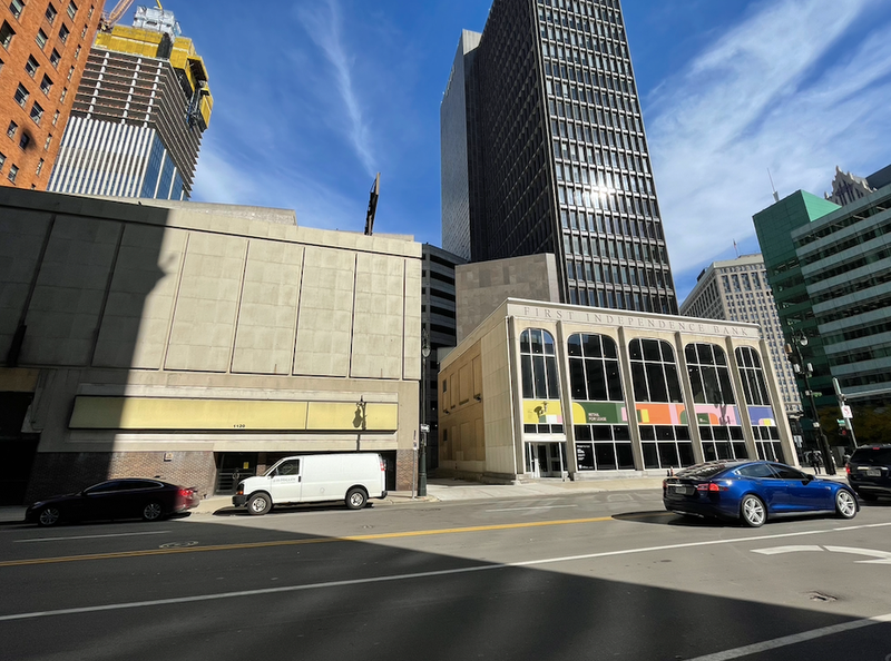 The corner of Griswold St. and Michigan Ave. where the Garrick Theatre once stood in  Downtown Detroit