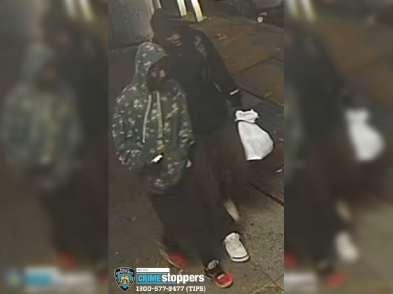 Two men are being sought in relation to a robbery on a subway platform.