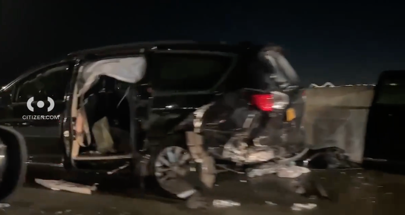 Witnesses drove past the aftermath of a multi-car collision on Belt Parkway in Brooklyn Saturday night.