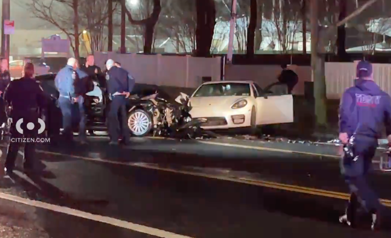 A chase involving a stolen Porsche on City Island on Thursday left a 19-year-old driver arrested and three NYPD officers injured.