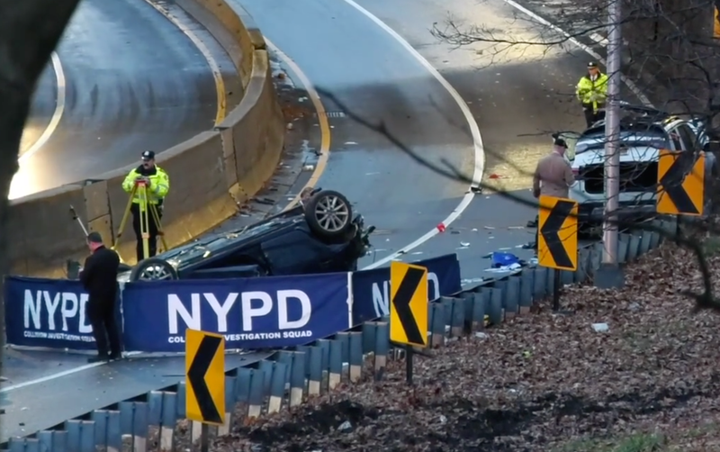 Emergency personnel responded to a crash on Cross Island Parkway that killed five people.