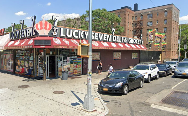 A shooting outside Lucky Seven Deli & Grocery in Flatbush on Saturday wounded a teen and 71-year-old woman.