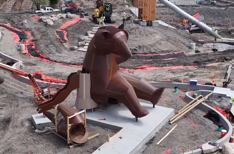 Bear slide being constructed in Centennial Park