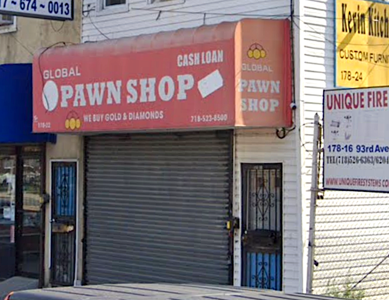 The 60-year-old victim was attacked at Global Pawn Shop on Jamaica Avenue on Monday