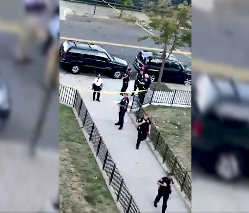 Police at the scene after the shooting