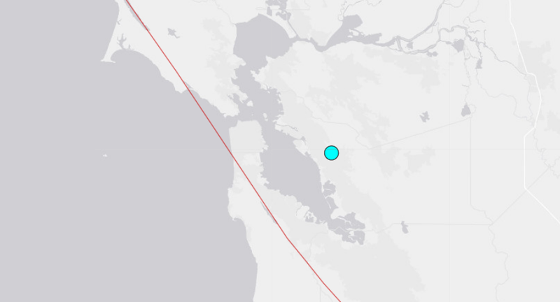The epicenter of the earthquake about 1.8 miles north of San Lorenzo.