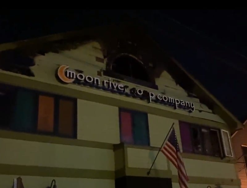 Fire-damaged Moon River Soap Company store
