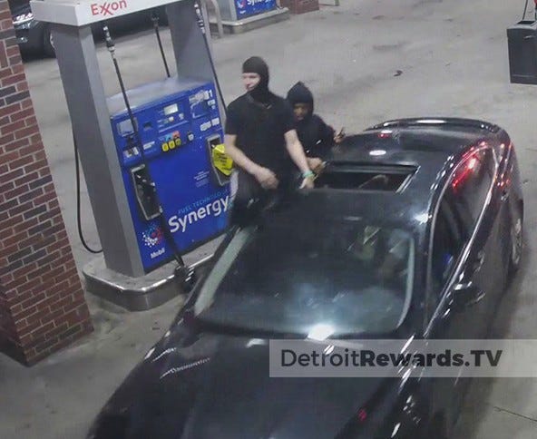 Two people outside of car