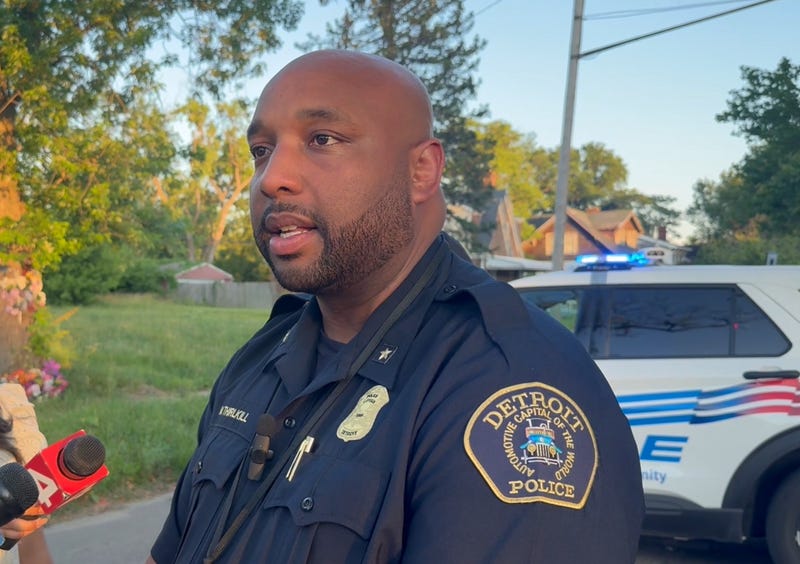 Detroit Police Captain Marcus Marcus Thirlkill addresses reporters following a double shooting on 6/29/2025