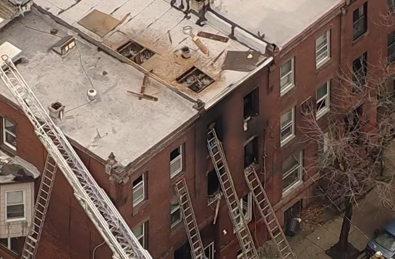 Aerial look at the fire scene