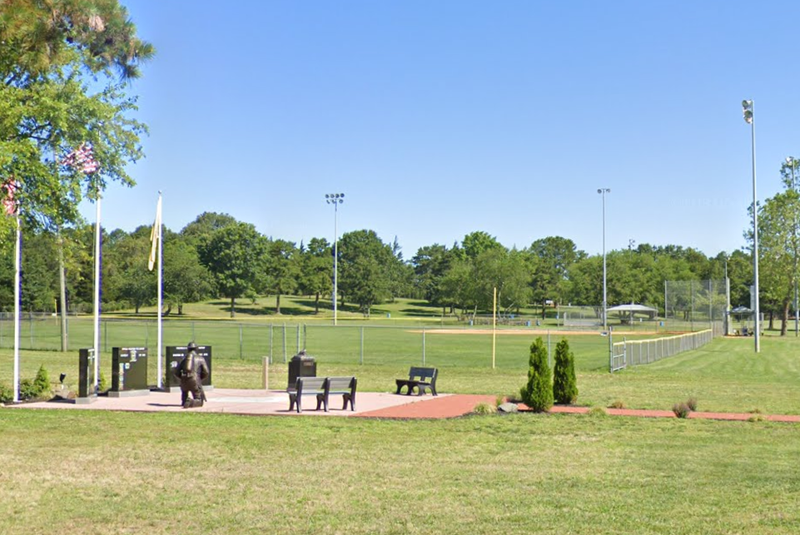 The softball diamond at Veterans Park