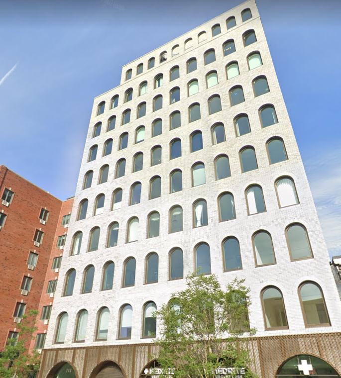 The building from which scaffolding fell in June 2019.