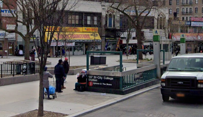 The 137th Street-City College 1 train station where a 14-year-old boy was stabbed to death on Saturday.