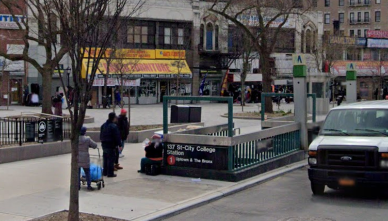 The 137th Street-City College 1 train station where a 14-year-old boy was stabbed to death on Saturday.