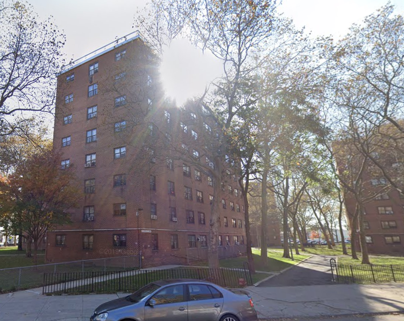 The NYCHA building where a woman was shot on Sunday.