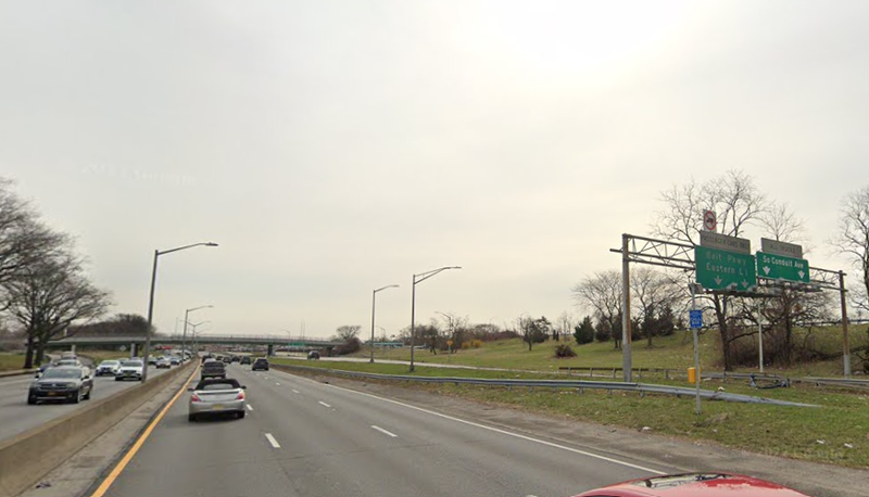 The Belt Parkway near where a pickup truck driver flipped his car, breaking his neck in the process.