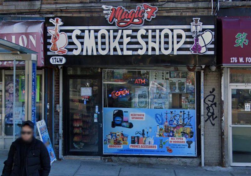 Magic 7 Smoke Shop, where an employee stabbed a homeless man on Saturday.