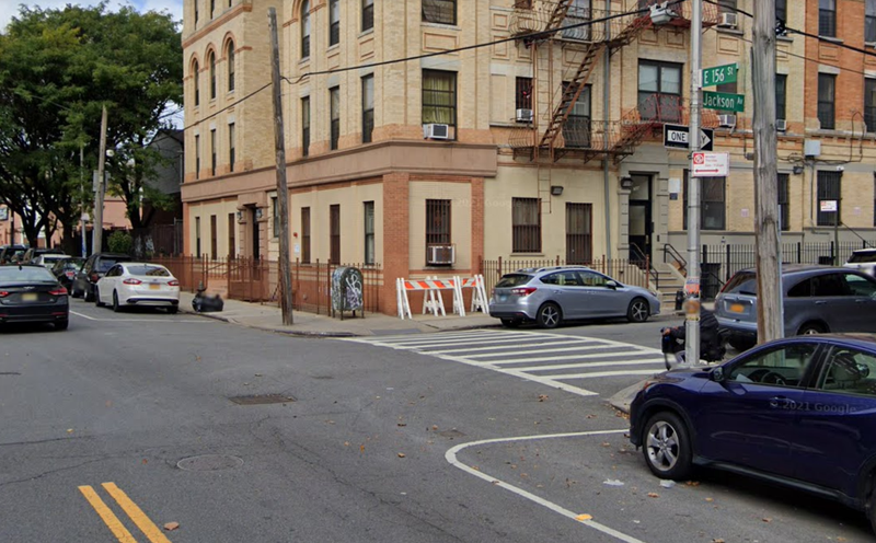 The intersection of East 156th Street and Jackson Avenue, near where a 49-year-old man was shot to death on Friday.