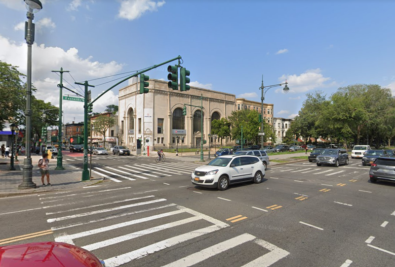 The intersection of Eastern Parkway and Nostrand Avenue, near where a man was stabbed on Monday.