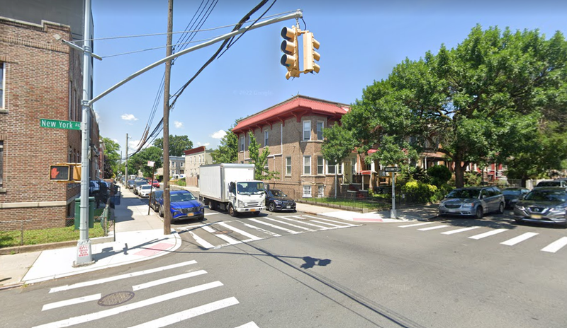 The intersection of Cortelyou Road and New York Avenue, where a hit-and-run driver hit a cyclist on Friday night.