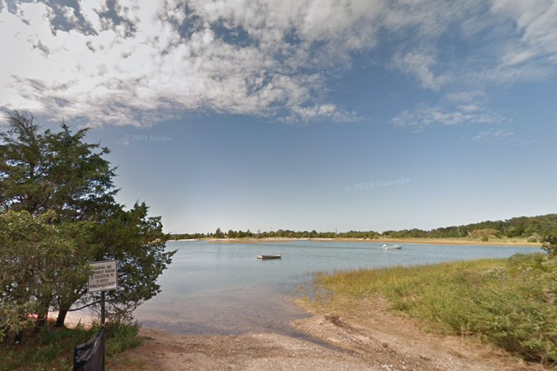 A small beach at Saint Craig's Cove, which is part of Three Mile Harbor.