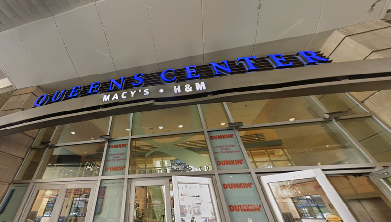 An entrance to Queens Center Mall, where an FDNY inspector died of a heart attack last week.