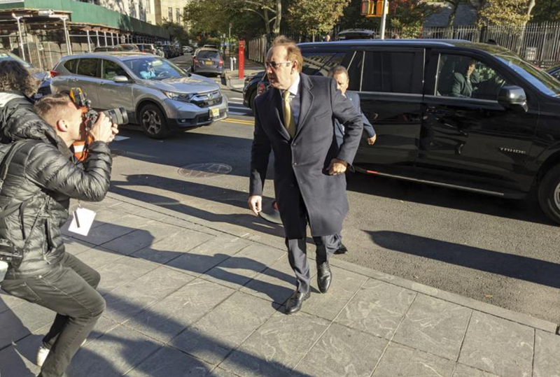 Actor Kevin Spacey arrives at federal court for a civil trial in the Manhattan borough of New York City on Thursday, Oct. 20, 2022.