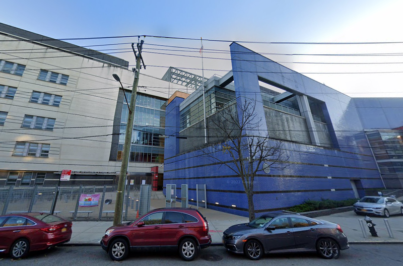The building on Guy R Brewer Boulevard that houses the High School for Law Enforcement and Public Safety, where five students were arrested after a fight broke out on Wednesday.