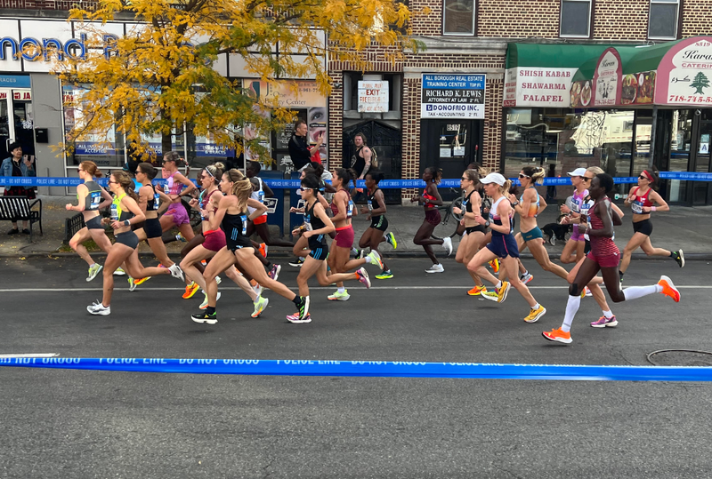 New York City Marathon participants run through Bay Ridge