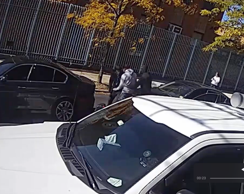 Video from Oct. 27 shows a 40-year-old man being carjacked after his car was rear-ended by crooks in Cypress Hills