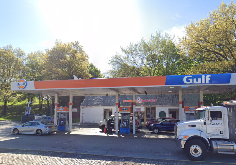The man was shot at a Gulf gas station just before 5 p.m. Monday